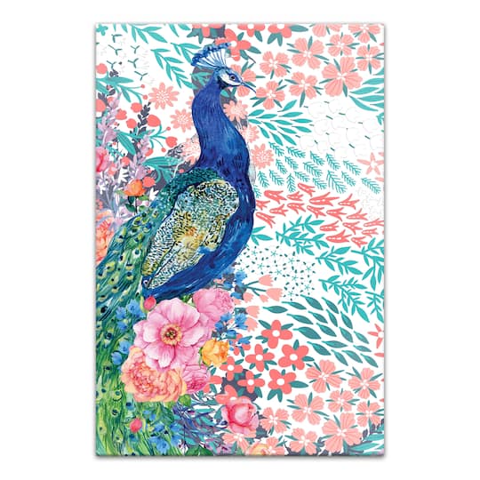 Watercolor Peacock 12" x 18" Canvas Wall Art
